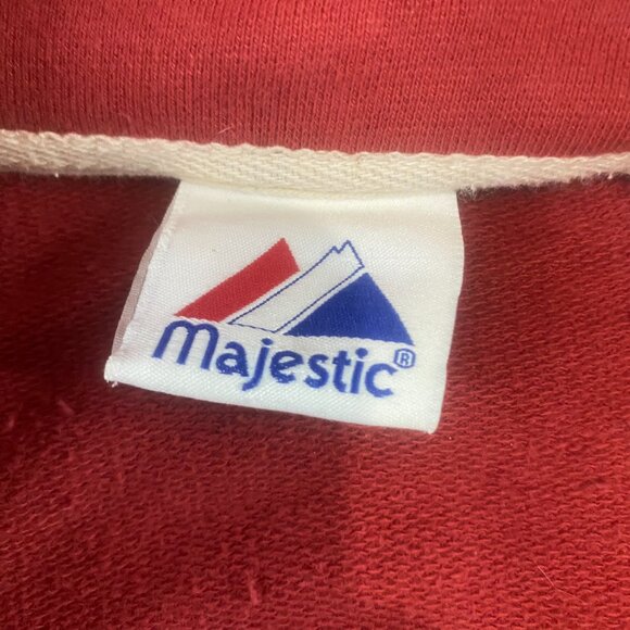 Majestic Baseball Boston Red Sox Striped Sweater Red Full Zip Up 2XL 100% Cotton - Picture 6 of 12